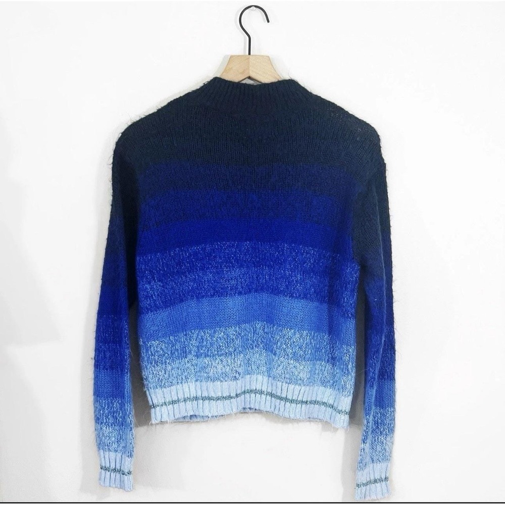 American Eagle Mock Neck Gradient Pullover Knit Sweater Blue Umbre Size S Y2K